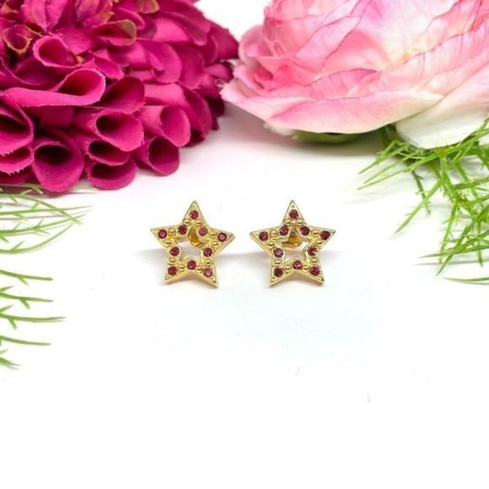 VINTAGE⚜️AVON Ruby Studded Star Stud Earrings